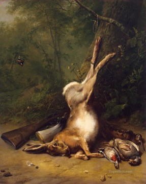  Barend Art Painting - Verboeckhoven Eugene Joseph Koekkoek Barend Cornelis Still Life with a Hare